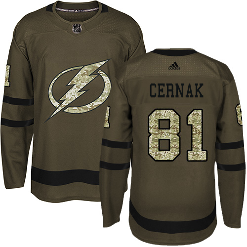 Adidas Tampa Bay Lightning #81 Erik Cernak Green Salute to Service Youth Stitched NHL Jersey